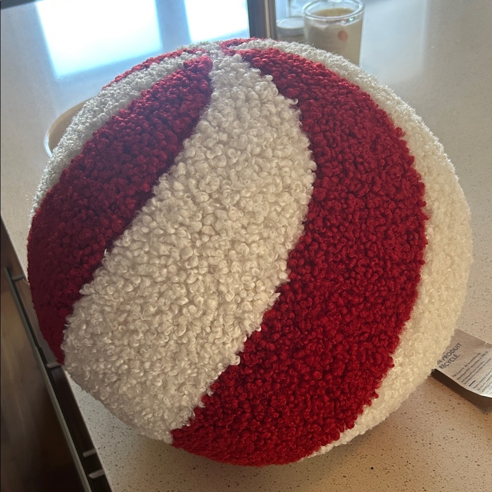 Festive Red and White Holiday Decor Ball